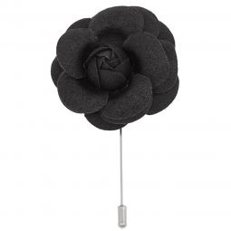 Καρφίτσα πέτου λουλούδι, διαμέτρου 6cm, σε χρώμα μαύρο.