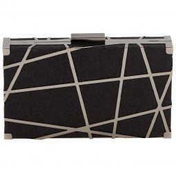 Τσαντάκι clutch με glitter και μεταλλικό πλαίσιο 19X11X4cm σε χρώμα μαύρο