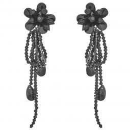 Σκουλαρίκια καρφωτά με λουλούδια από κρύσταλλα, μήκους12cm, σε χρώμα μαύρο.