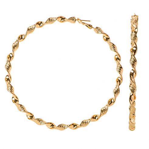 Σκουλαρίκια μεταλλικά κρίκοι(9cm), στριφτοί, σε χρώμα χρυσό