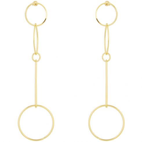 Σκουλαρίκια χειροποίητα από μεταλλικά στοιχεία, μήκους 11,5cm, σε χρώμα χρυσό.