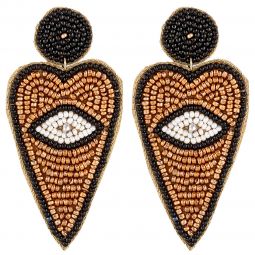 Σκουλαρίκια χειροποίητα μάτι από χάνδρες σε σχέδιο καρδιά  μήκους 8cm σε χρώμα μαύρο