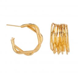 Σκουλαρίκια μεταλλικά κρίκοι πολυγωνικοί, μήκους 2,5cm, σε χρώμα χρυσό.