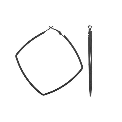 Σκουλαρίκια κρίκος λεπτός τετράγωνος , 5cmX 5cm, σε χρώμα μαύρο