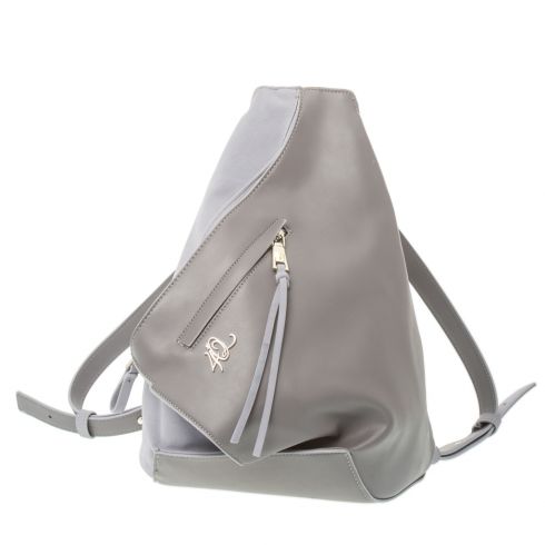 Τσάντα πλάτης/μάρσιπος, (36cm ύψος), από δερματίνη & σουέτ, με εξωτερική τσέπη, σε χρώμα γκρί