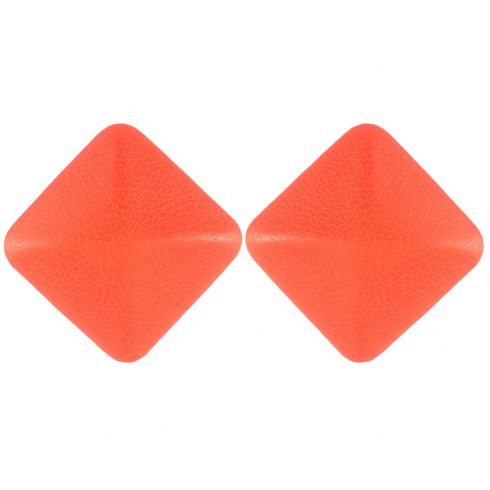 Σκουλαρίκια με κλίπ ρόμβος από δερματίνη, μήκους 4cm, σε χρώμα πορτοκαλί.