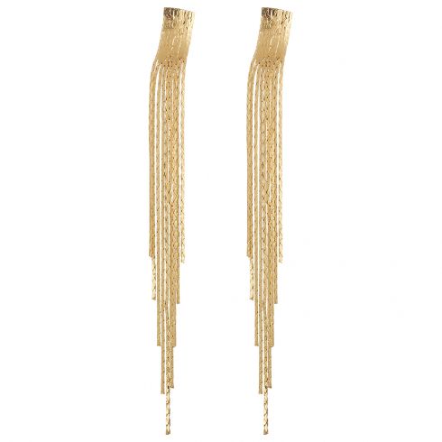 Σκουλαρίκια μεταλλικά με άνισες αλυσίδες μήκους 15cm σε χρώμα χρυσό