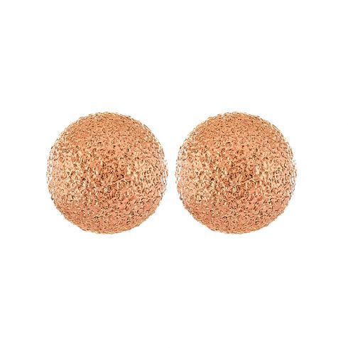 Σκουλαρίκια μεταλλικές μπίλιες σαγρέ, 12mm σε χρώμα ροζ χρυσό