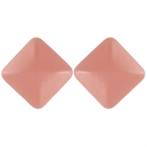 Σκουλαρίκια με κλίπ ρόμβος από δερματίνη, μήκους 4cm, σε χρώμα ρόζ.