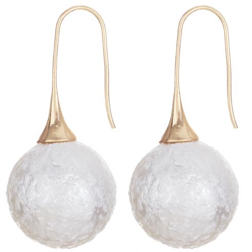 Σκουλαρίκια πέρλα κρεμαστά μήκους 4cm με γάντζο  σε χρώμα λευκό