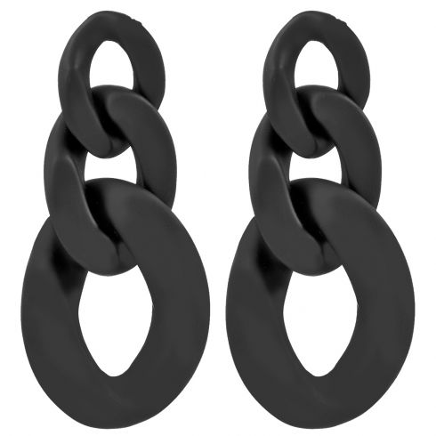 Σκουλαρίκια αλυσίδα από ρητίνη, 6,5cm μήκος, σε χρώμα μαύρο μάτ