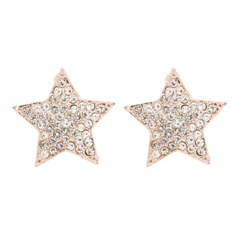 Σκουλαρίκια μεταλλικά αστέρια με στρας σε χρώμα ροζ χρυσό