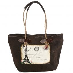 Τσάντα πάνινη με 2χερούλια απο σχοινί, στάμπα Eiffel