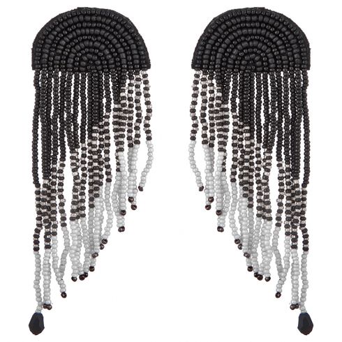 Σκουλαρίκια χειροποιήτα από χάνδρες μήκους 12cm σε χρώμα μαύρο και λευκό
