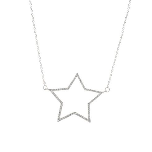 Κολιέ με αλυσίδα & μεταλλικό αστέρι με στρας σε χρώμα ασημί