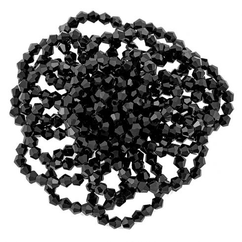 Καρφίτσα με κρύσταλλα σε σχέδιο λουλούδι, διαμέτρου 8cm, σε χρώμα μαύρο.