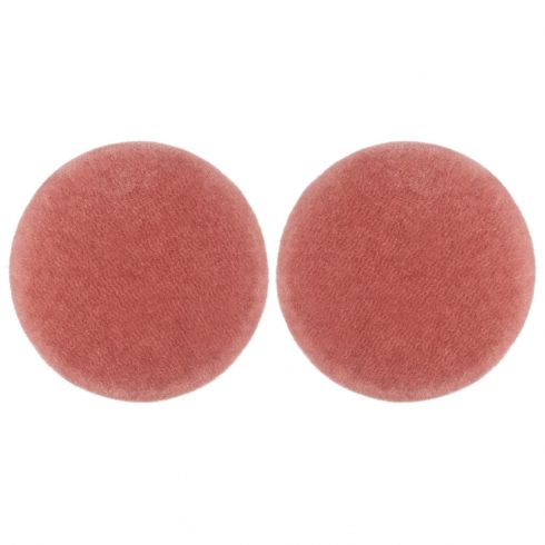 Σκουλαρίκια κλίπ στρογγυλά από βελούδο, μήκους 4cm, σε χρώμα ρόζ.