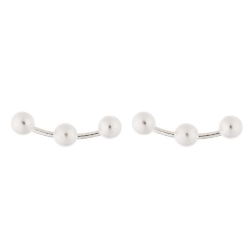 Ασημένια  σκουλαρίκια ¨σχέδιο με 3 λευκές περλίτσες΄1,5 cm