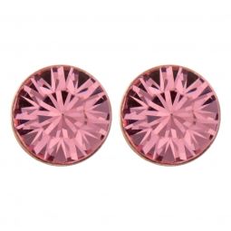 Ασημένια  σκουλαρίκια με κρύσταλλο( 8mm) σε χρώμα ρόζ