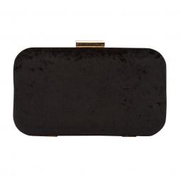 Τσαντάκι clutch ( 20cm x 12cm x 5cm) από καπιτονέ βελούδο ,με μεταλλικό κούμπωμα και extra αλυσίδα 120cm,(σε προστατευτική θήκη-non woven) σε χρώμα μαύρο
