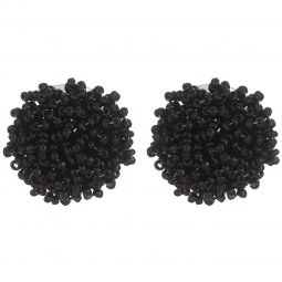 Σκουλαρίκια από χάνδρες ΄κουμπιά' 30mm σε χρώμα μαύρο
