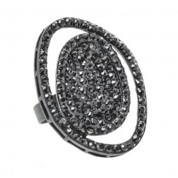 Δαχτυλίδι μεταλλικό σε ελικοειδές, σε χρώμα μαύρο με διαφανή κρύσταλλα