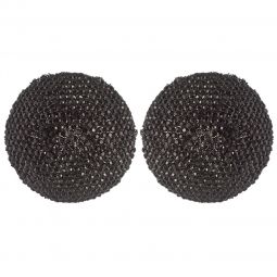 Σκουλαρίκια μεταλλικά καρφωτά στρογγυλά από στράς, διαμέτρου 4cm, σε χρώμα μαύρο.