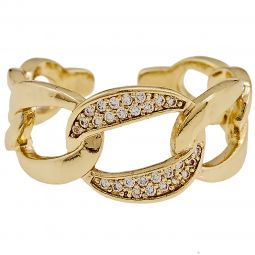 Δαχτυλίδι ανοιγόμενο με σχέδιο αλυσίδα και στρας σε χρώμα χρυσό.