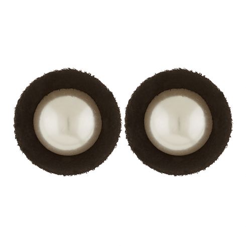 Σκουλαρίκια κλιπ.από πέρλα και βελούδο 3mm,σε χρώμα μαύρο