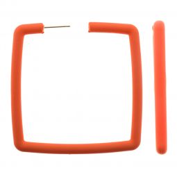Σκουλαρίκια κρίκοι σε τετραγωνικό σχήμα(6cm), από ρητίνη, σε χρώμα πορτοκαλί