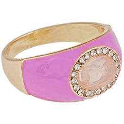 Δαχτυλίδι μεταλλικό με πέτρα σε χρώμα ρόζ