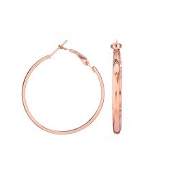 Σκουλαρίκια μεταλλικοί κρίκοι, στρογγυλοί & πλακέ, 40mm & 3mm πάχος, σε χρώμα ροζ χρυσό