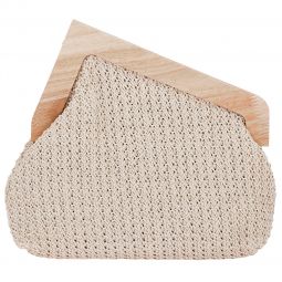 Τσάντα φάκελος χειροποίητος από ψάθα με διαγώνιο ξύλινο κλείσιμο (25Χ23) σε χρώμα λευκό