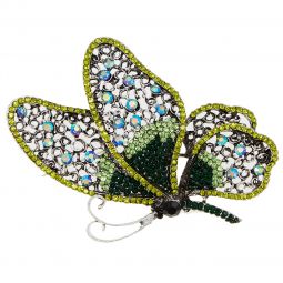 Καρφίτσα μεταλλική με σχέδιο πεταλούδα από στράς, μήκους 8cm, σε χρώμα μώβ.