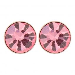 Ασημένια  σκουλαρίκια με κρυσταλλάκι (5mm) σε χρώμα ρόζ
