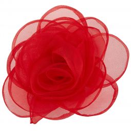 Μπουτονιέρα λουλούδι από ύφασμα, διαμέτρου 13cm, σε χρώμα κόκκινο.