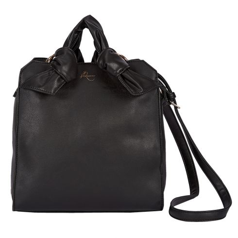 Τσάντα από δερματίνη, με φερμουάρ και εσωτερική τσέπη, διαστάσεων 27 cm X 29cm X 12 cm ,κρίκοι με δεμένη δερματίνη και λουρί ώμου αυξομειώμενο 105cm , σε χρώμα μαύρο